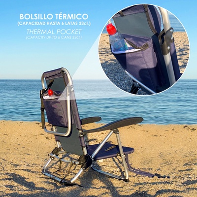 Silla de playa mochila con bolso isotermico